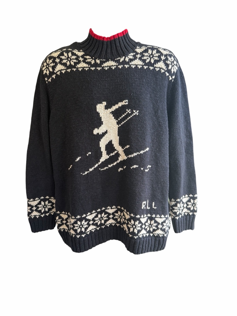 Vintage Lauren Ralph Lauren Chamonix Hand-Knit Fair Isle Downhill Ski Oversized